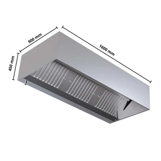 Cubic Exhaust Hood 1600x900 mm with LED Lighting - Motorless Version