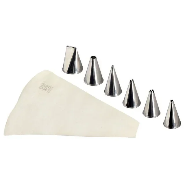 Kit de 6 Douilles Pâtissière Inox avec Poche à Douille 30 cm