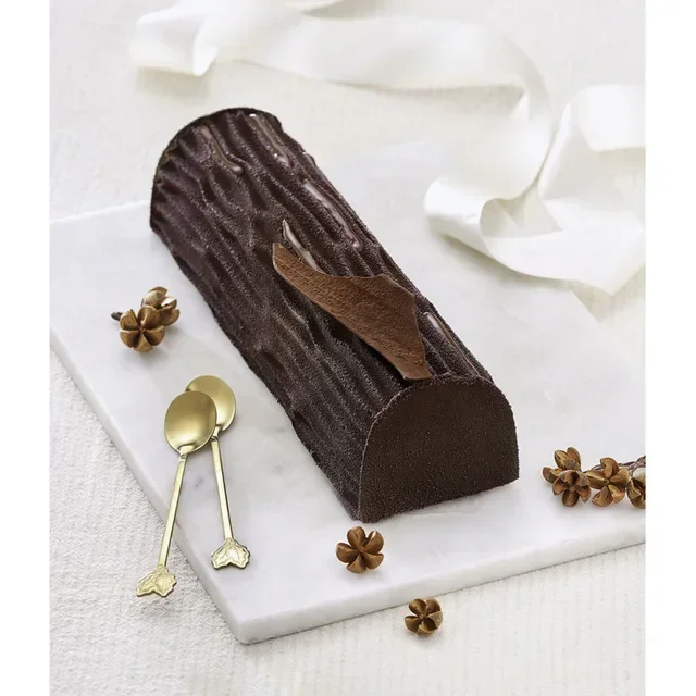 Log Cake Mold Kit with Wood Pattern Relief Mat - Length 28 cm