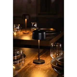 Lucca Table Lamp - Round Black Lampshade 200 mm