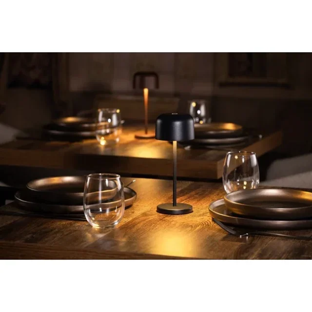 Lucca Table Lamp - Round Black Lampshade 200 mm