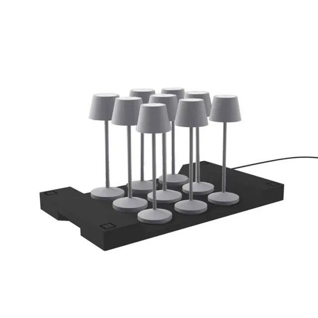 Emily Grey Touch Control LED Bedside Lamp with Integrated Charging Station - Pack of 9 Units