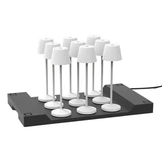 Emily Weiße Touch-LED-Nachttischlampe mit integrierter Ladestation - 9er Pack