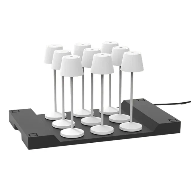 Emily White Touch LED Bedside Lamp with Built-in Charging Station - Pack of 9 Units