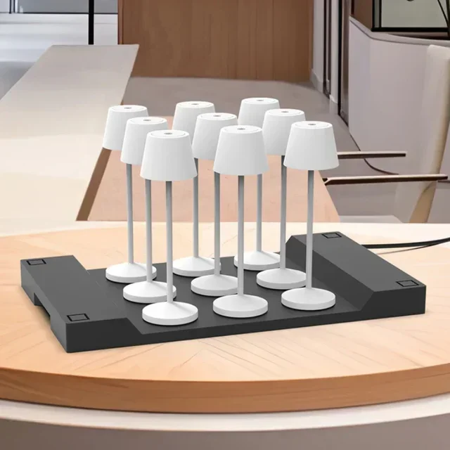 Emily White Touch LED Bedside Lamp with Built-in Charging Station - Pack of 9 Units