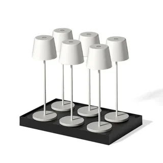 Lampada da Comodino Touch LED Kelly White con Stazione di Ricarica Integrata - Confezione da 6 Unità