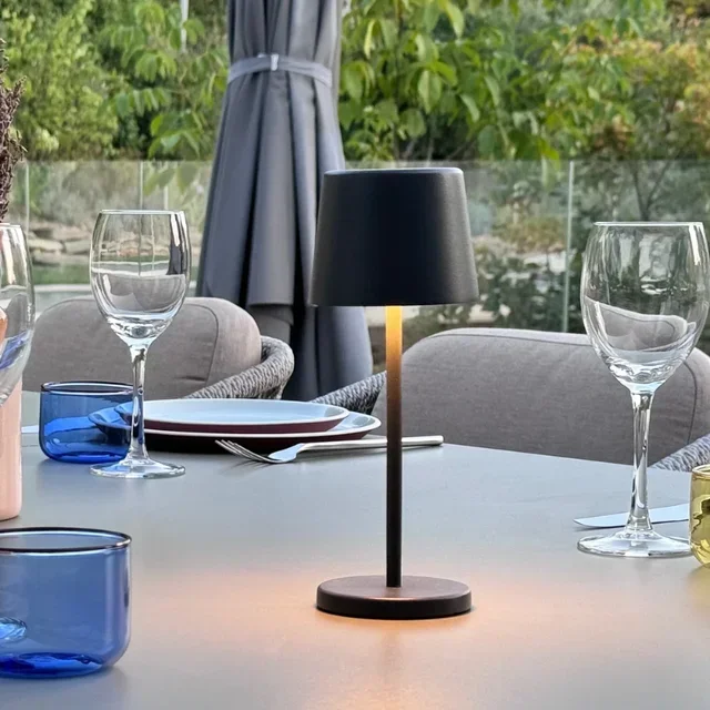 Set of 6 Kelly Mini Rock Table Lamps with Integrated Charging Station