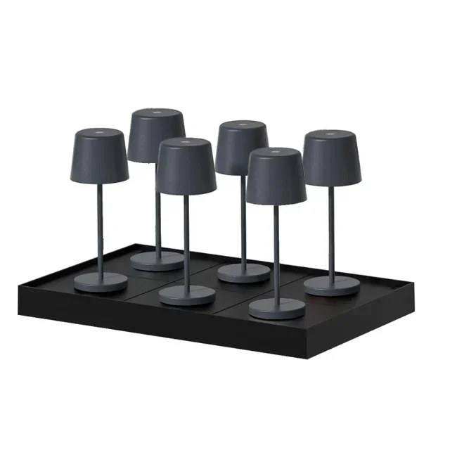 Set of 6 Kelly Mini Rock Table Lamps with Integrated Charging Station