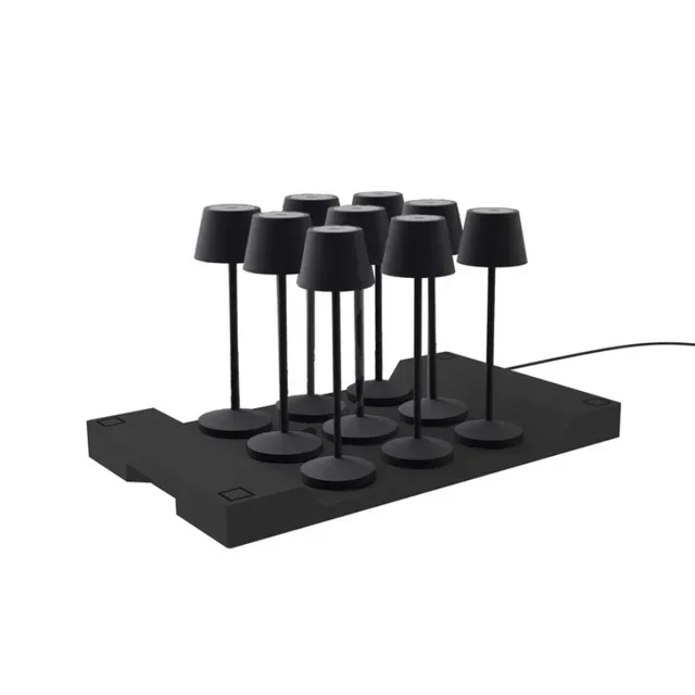 Emily Black LED Touch Bedside Lamp with Integrated Charging Station - Pack of 9 Units