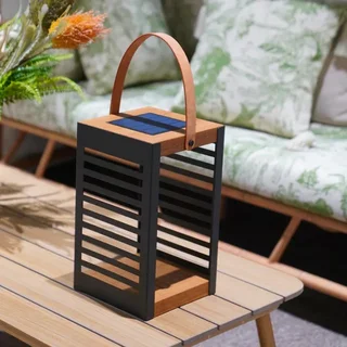 Lanterna Solar Exterior Efeito Madeira 35 cm Ferian