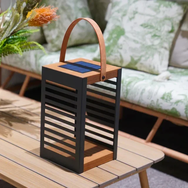 Outdoor Solar Lantern Wood Effect 35 cm Ferian