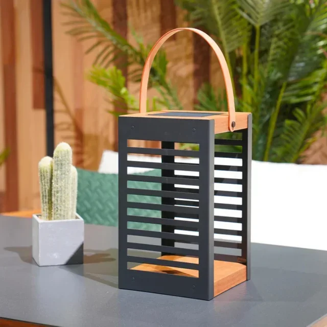 Outdoor Solar Lantern Wood Effect 35 cm Ferian