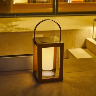 Solar Außenlaterne Holzoptik Höhe 32 cm - Seraphina