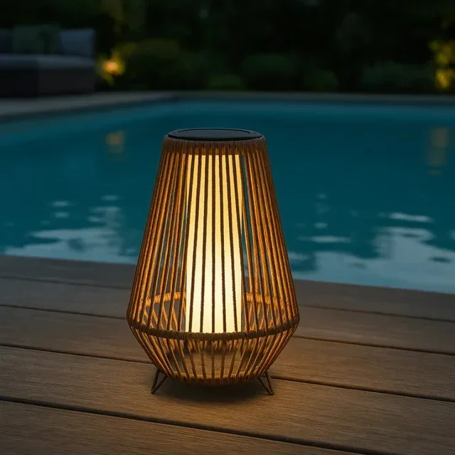 Rattan Solar Lantern 47 cm Height - Salomea Model