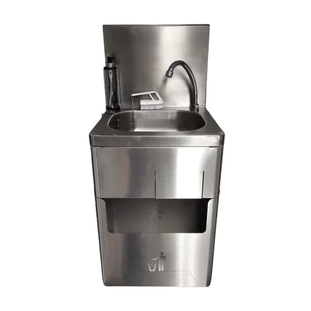 Complete Hand Washing Station: Integrated Soap Dispenser, Nail Brush and Waste Basket