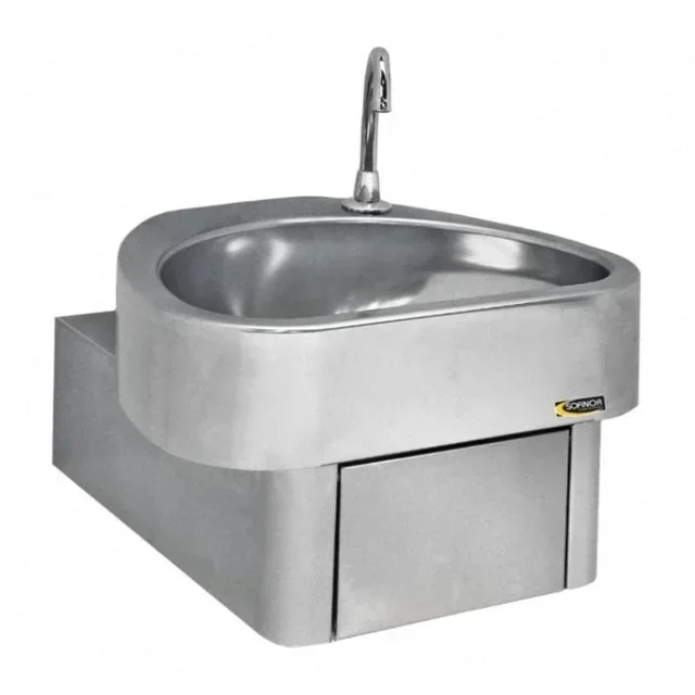 CLINIUM Sink with Backsplash, Integrated Soap Dish and Hygienic Brush