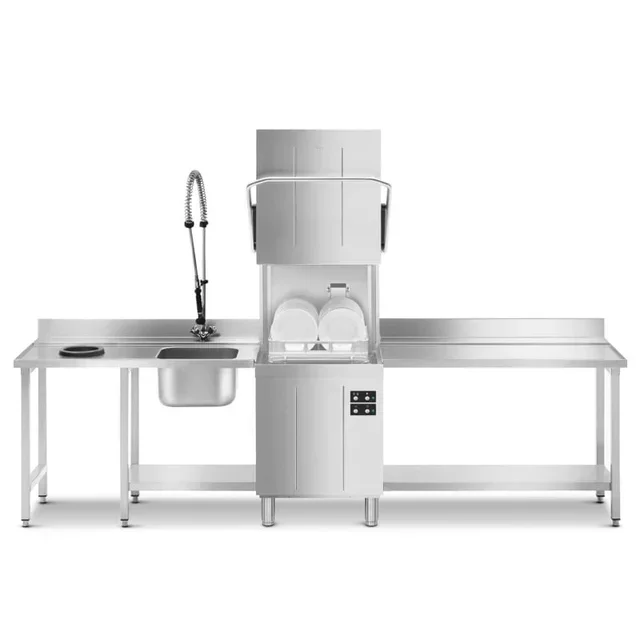 Professional Ecoline Hood Type Dishwasher - Drain Pump, Detergent Dispenser - 50x50 cm Rack