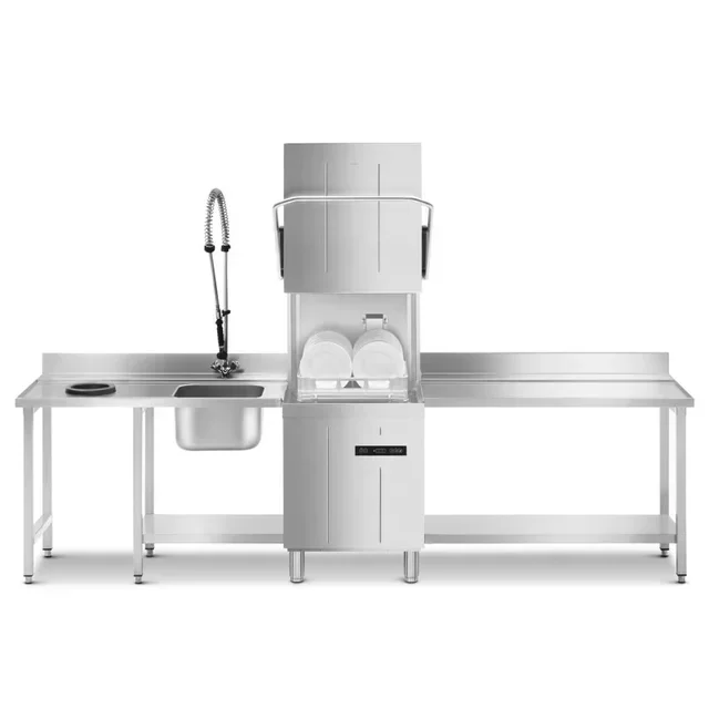 Professional Hood-Type Dishwasher Ecoline 50x50 cm - Detergent Dispenser, Booster Pump, Water Softener, Drain Pump Integrated