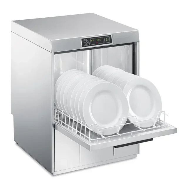 Lave-Vaisselle Easyline Professionnel 50x50cm - Pompe de Vidange Intégrée, Surpresseur, Adoucisseur d'Eau et Doseurs Automatiques