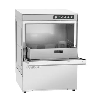 Lavavajillas Profesional con Bomba de Desagüe, Ablandador de Agua y Dispensador de Detergente Integrado - Formato 50x50 cm