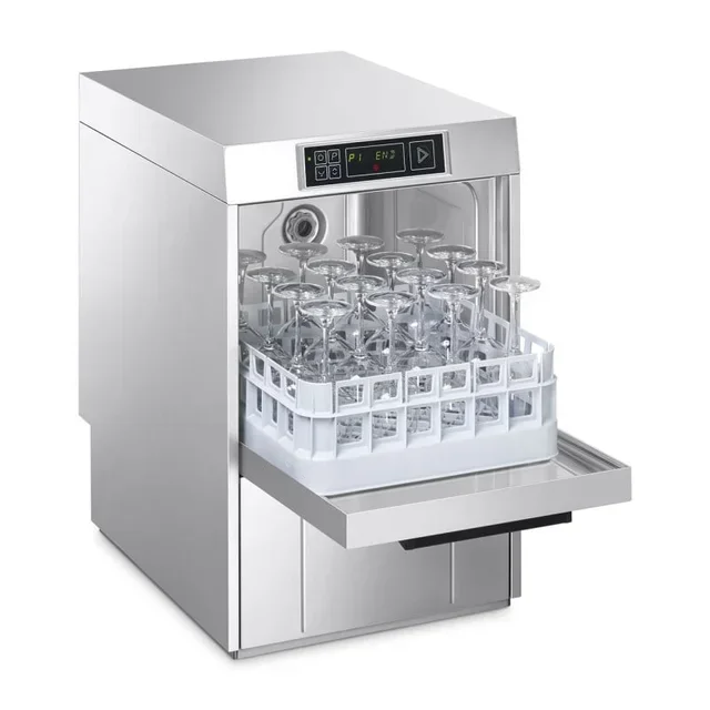 Lave-Verres Professionnel Easyline 40x40 cm avec Doseur Liquide Rinçage, Détergent, Surpresseur et Pompe de Vidange