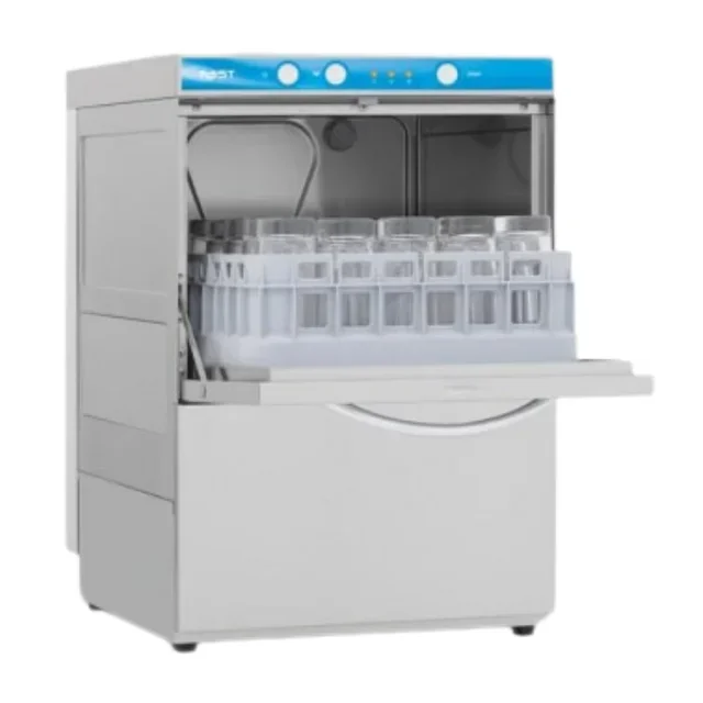 Professional Glass Washer with Built-in Water Softener and Automatic Drain Pump - 35 x 35 cm Basket