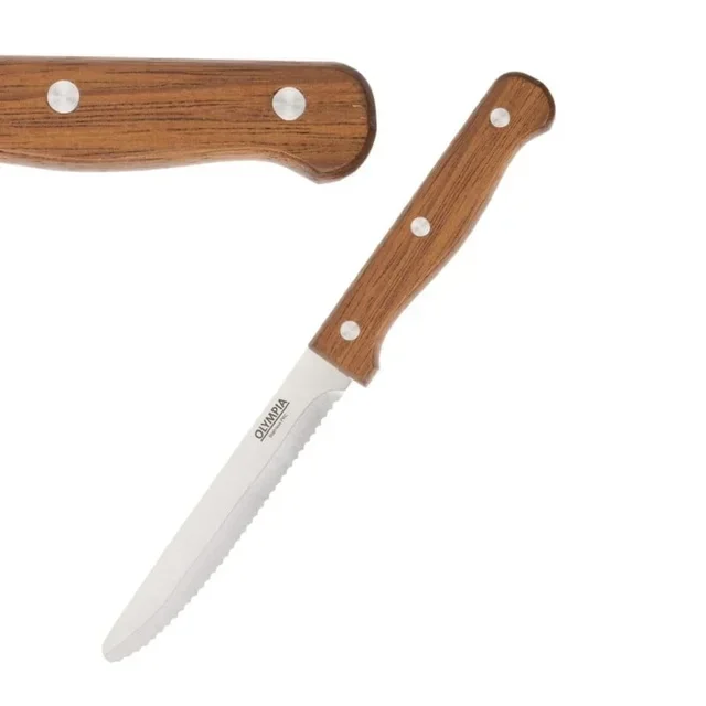 Set of 12 Steak Knives with Wooden Handles