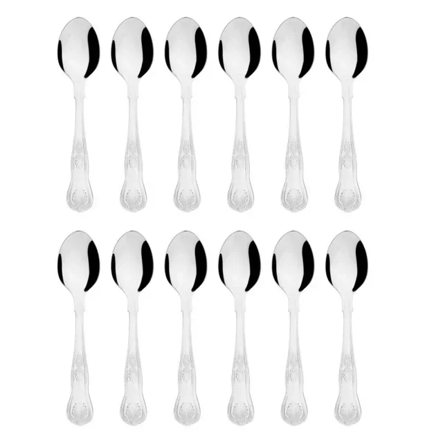 Lot de 12 Cuillères à Thé Kings - Service à Thé en Acier Inoxydable