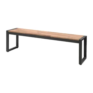 Set of 2 Industrial Garden Benches Steel and Acacia Wood 160 cm