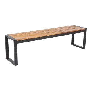 Set of 2 Industrial Garden Benches Steel and Acacia Wood 160 cm