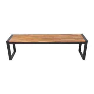Set of 2 Industrial Garden Benches Steel and Acacia Wood 160 cm