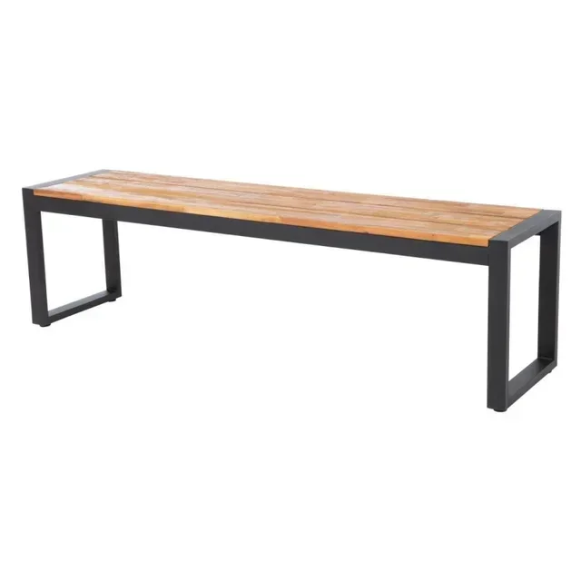 Set of 2 Industrial Garden Benches Steel and Acacia Wood 160 cm