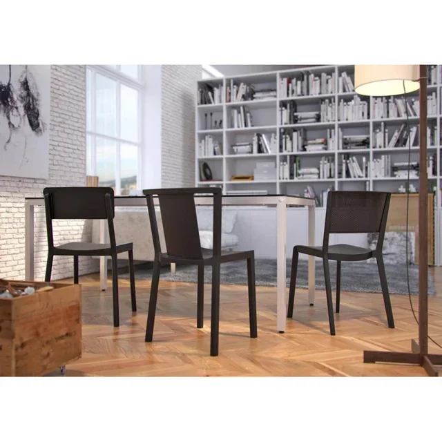 Cadeira de Sala de Jantar Lisboa - Design Contemporâneo - Preto - Conjunto de 2