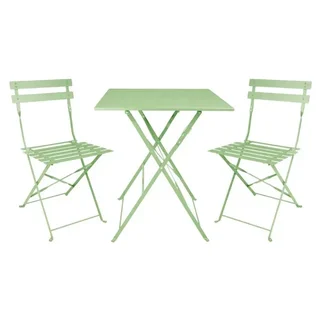 Set of 2 Folding Steel Chairs Light Green Color