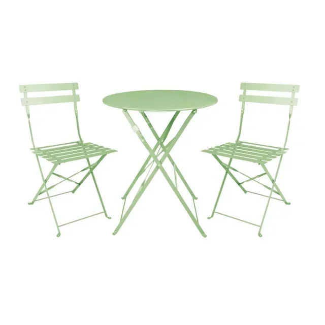 Set of 2 Folding Steel Chairs Light Green Color