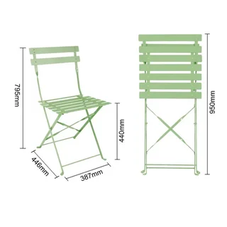Set of 2 Folding Steel Chairs Light Green Color