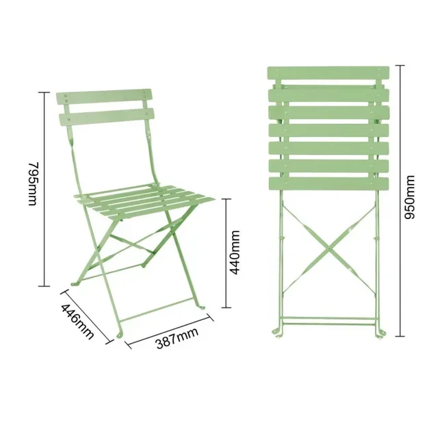Set of 2 Folding Steel Chairs Light Green Color