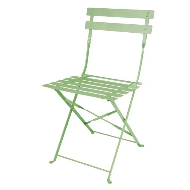 Lot de 2 Chaises Pliantes en Acier - Couleur Vert Clair