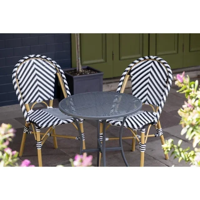 Set of 2 Black Rattan Parisian Chairs – Vintage Design