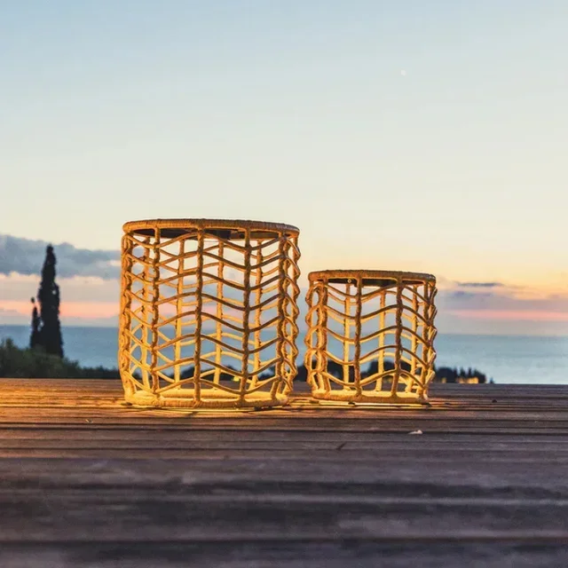 Set of 2 Nerita Rattan Solar Tables
