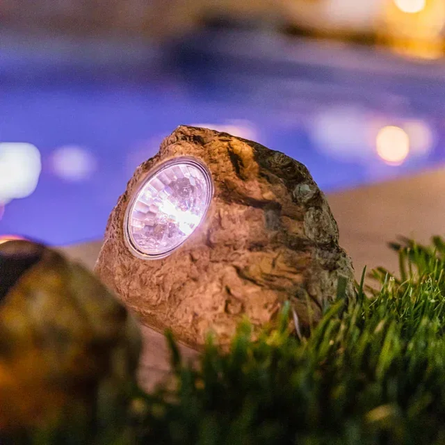 Conjunto de 3 Decorações Solares Rocky Brown - Iluminação Exterior