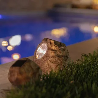 Conjunto de 3 Decorações Solares Rocky Brown - Iluminação Exterior