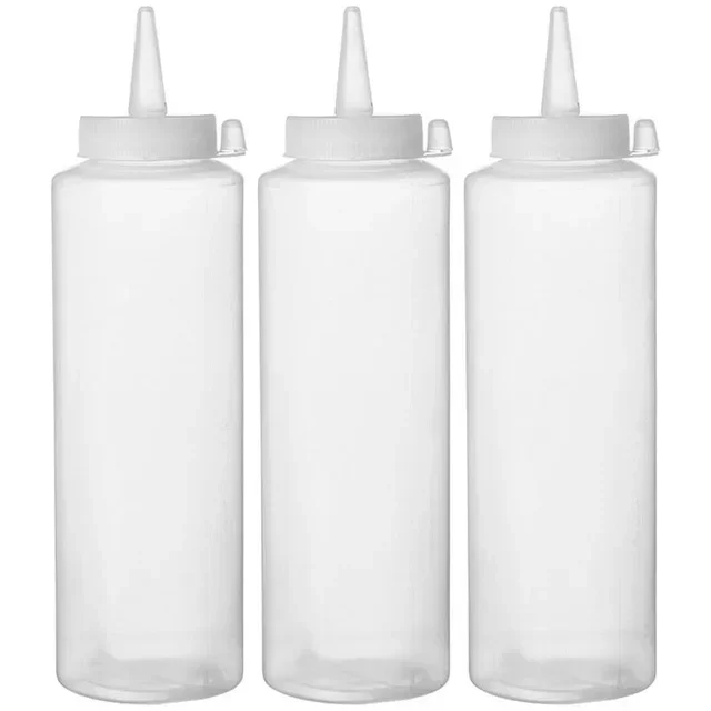 Set of 3 Transparent Dispenser Bottles 200 ml - Capacity 0.2 Liter
