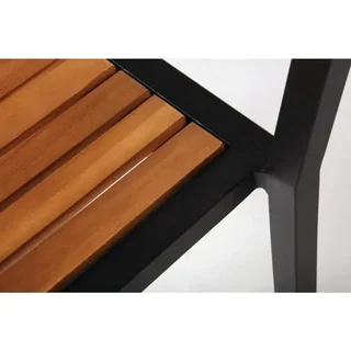 4er Set Esszimmerstühle aus Stahl und Akazienholz