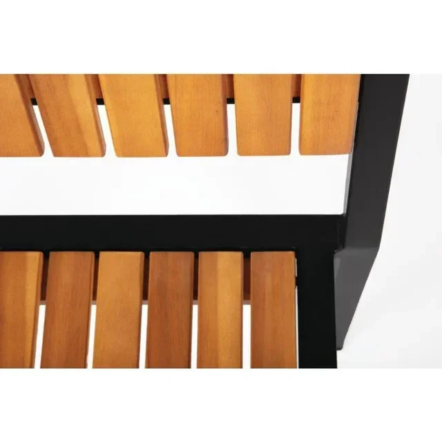 4er Set Esszimmerstühle aus Stahl und Akazienholz