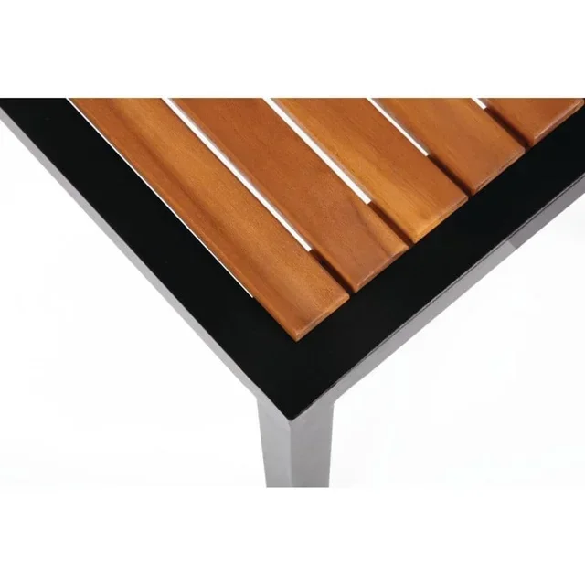 4er Set Esszimmerstühle aus Stahl und Akazienholz