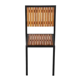 4er Set Esszimmerstühle aus Stahl und Akazienholz