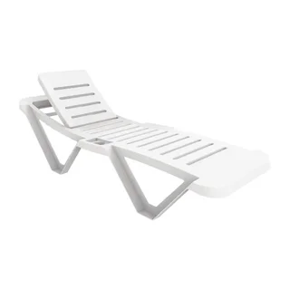 Lot de 4 Chaises Longues Design PP Blanc - Mobilier de Jardin Contemporain