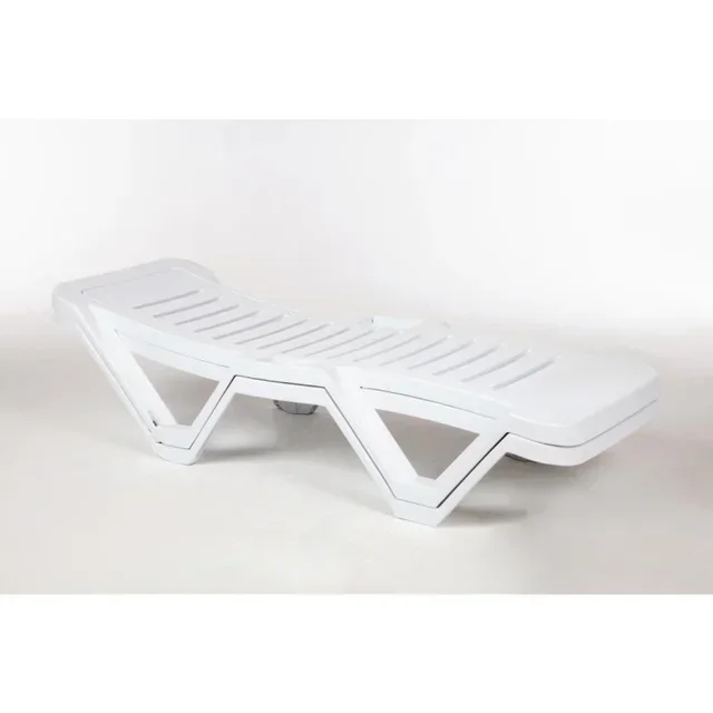Lot de 4 Chaises Longues Design PP Blanc - Mobilier de Jardin Contemporain