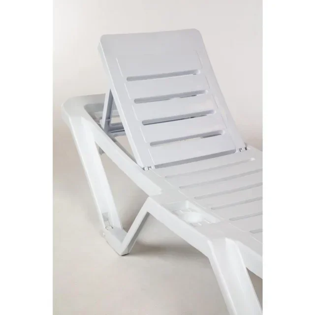 Lot de 4 Chaises Longues Design PP Blanc - Mobilier de Jardin Contemporain